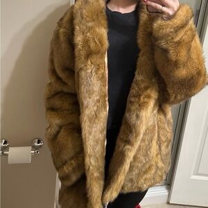 ASOS Faux Fur Coat in Rich Brown
